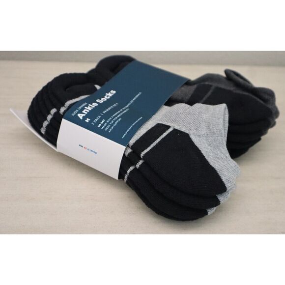 Old Navy 540911-01-1 Unisex Kids Sz M Black, Gray Go-Dry Ankle Socks, 7-Pack - Picture 3 of 7